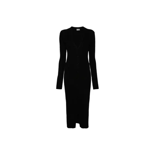 MAGDA BUTRYM SS24 Длинное платье с длинным рукавом женское черное