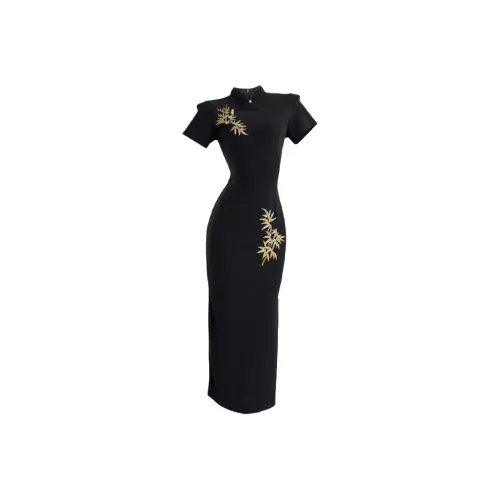 ONE PASS STUDIO Короткий рукав Платье Женское Черное