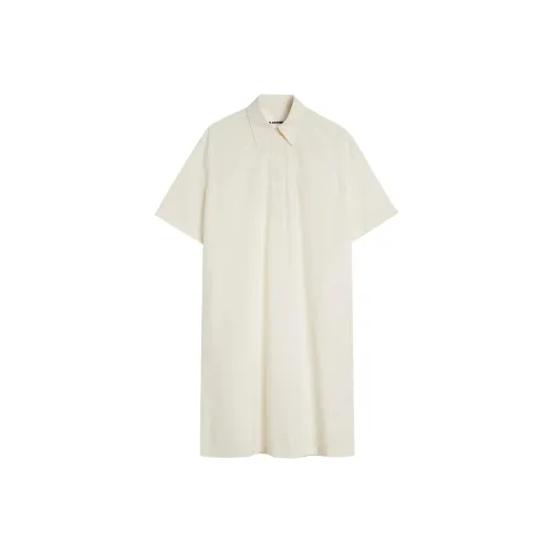 JIL SANDER Белое Женское Короткое Платье с Рукавами
