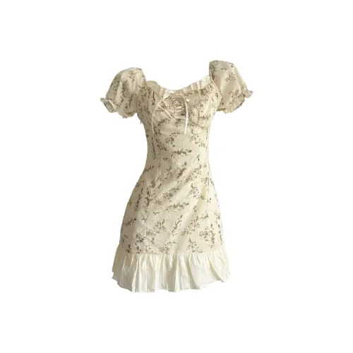 MISSHONEY MH Короткий рукав Платье Женское Абрикосовое