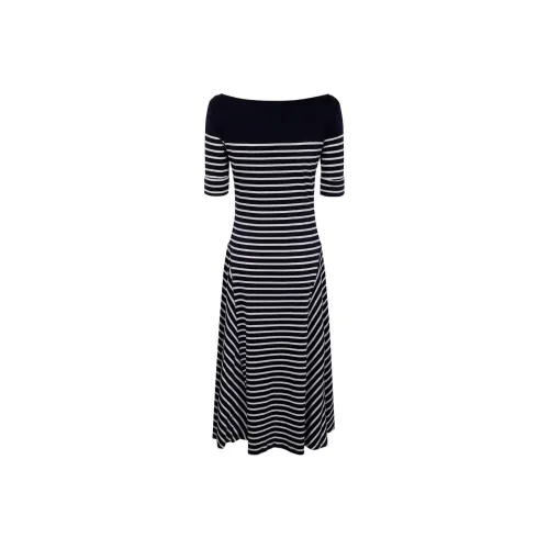 LAUREN RALPH LAUREN FW24 Длинное платье с длинными рукавами женское черное и белое