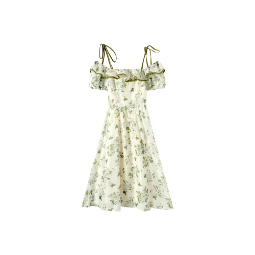 EIDOLON GRAIN Короткий рукав Платье Женское Зеленое