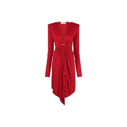 Alexandre Vauthier Длинное платье с длинными рукавами женское красное