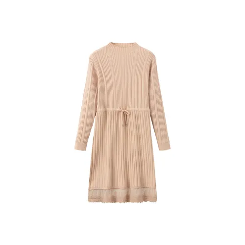 RED DRAGONFLY Длинное платье с длинными рукавами женское абрикосового цвета