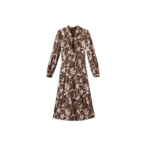 Inman Длинное платье с длинными рукавами женское розовое