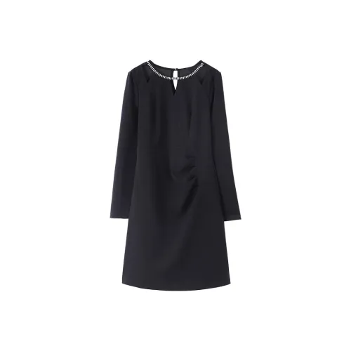 ZCDECO Длинное платье с длинным рукавом женское черное