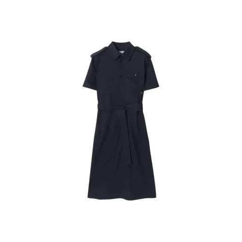 Burberry Trench SS25 Короткий рукав Платье Женское Морской синий