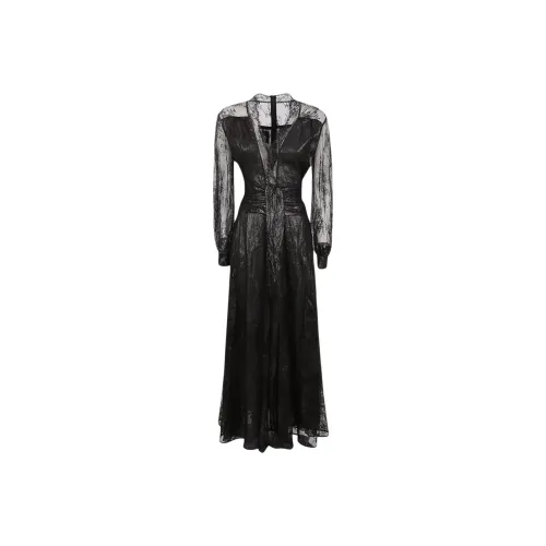 PINKO Черное Женское Длинное Платье с Рукавами