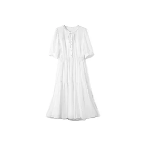 NANGUAGU Нарцисс Мягкий Белый Женские Короткие Платья с Короткими Рукавами