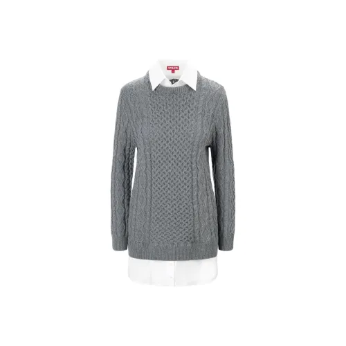 Staud Длинное платье с длинными рукавами женское серое