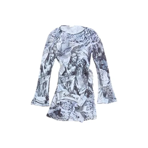 Acne Studios 2024 Autumn Winter Collection FW24 Длинное платье с длинным рукавом женское пасмурно-серый