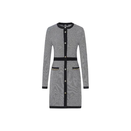Karl Lagerfeld Длинное платье с длинными рукавами женское серое