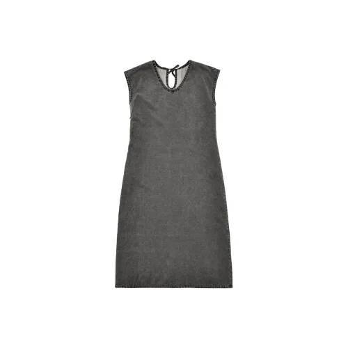 SINBOS Короткий рукав Платье Женское Туманный серый