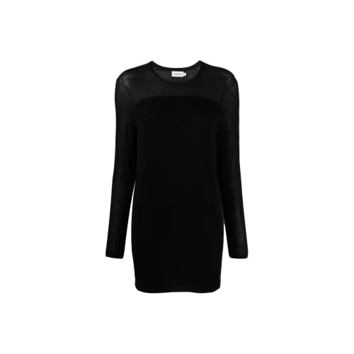 CALVIN KLEIN Длинное платье с длинными рукавами женское черное