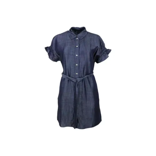 ARMANI EXCHANGEAE Короткое платье с короткими рукавами женское синее