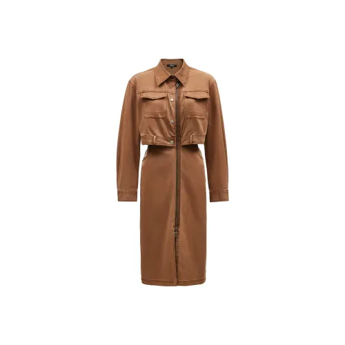 Only E10 Жареный кокос Коричневый Женские Длинные Платья с рукавами