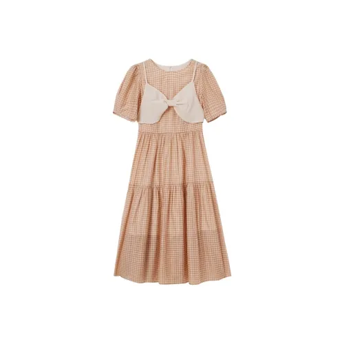 Fay Короткий рукав Платье Женское Хаки клетка