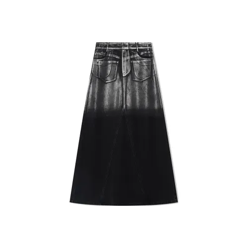 COVERINS Деним Длинная Юбка Женская Черная