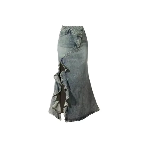 Mu Xiao Xin Деним Длинная Юбка Женская