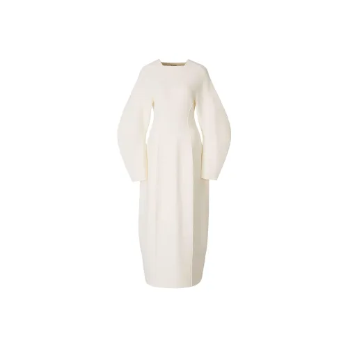 JIL SANDER Белое Женское Длинное Платье с Рукавами
