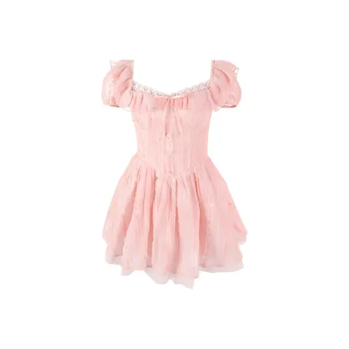 SECFLY OFFICIAL Короткий рукав Платье Женское Персикового цвета