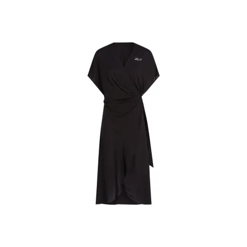 KARL LAGERFELD Короткий рукав Платье Женское Черное