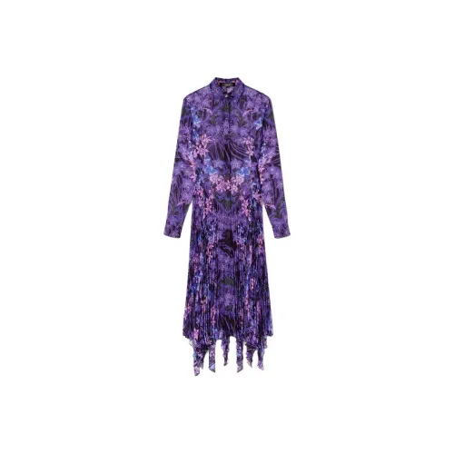 VERSACE SS23 Длинное платье с длинными рукавами женское фиолетовое