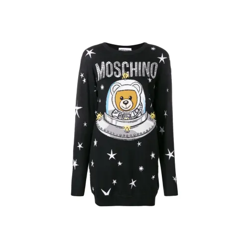 MOSCHINO Черное Женское Длинное Платье с Рукавами