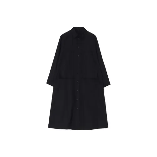 Yohji Yamamoto Черные Женские Длинные Платья с Длинными Рукавами