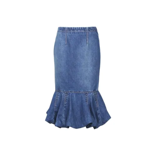 Alaia Denim Длинная Юбка Женская Синяя