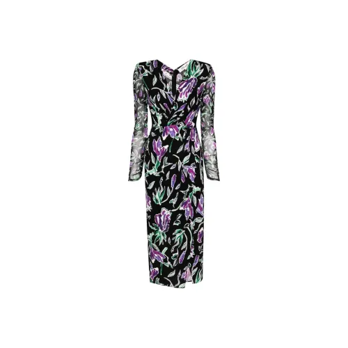 DVF Diane Von Furstenberg SS24 Длинное платье с длинными рукавами женское многоцветное
