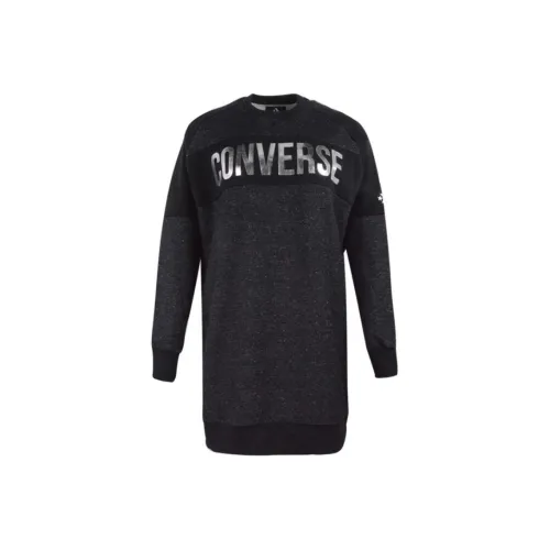 Конверс Люрекс Платье Длинное с длинными рукавами Женское Чернильно-черное