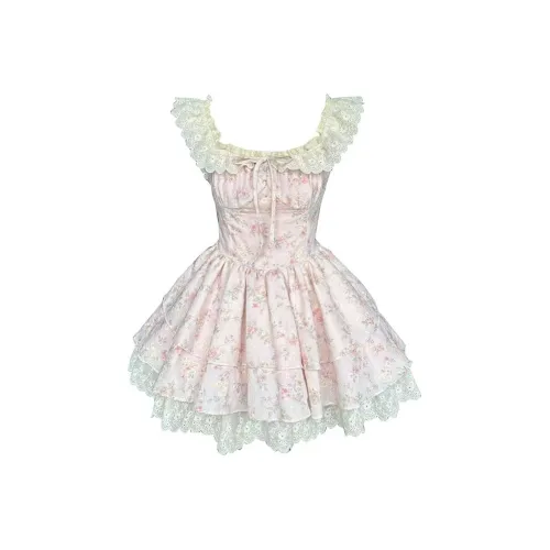 HUINIAN Короткий рукав Платье Женское Розовое