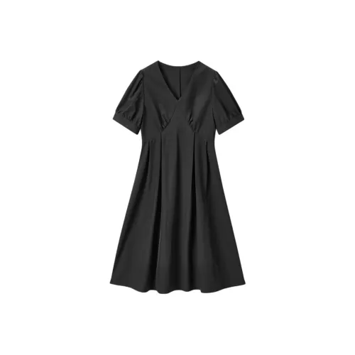 EICHITOO Короткое платье с короткими рукавами женское черное