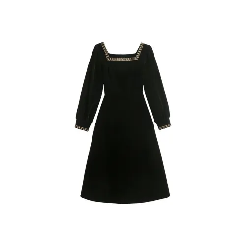 Incolore Длинное платье с длинными рукавами женское черное