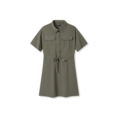 XTEP Короткий рукав Платье Женское Темно-аква Зеленый