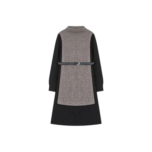 XWI Длинное платье с длинными рукавами женское темно-серый вереск