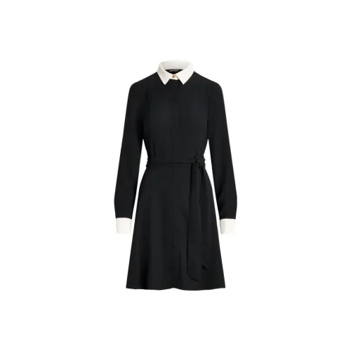 LAUREN RALPH LAUREN FW23 Длинное платье с длинными рукавами женское черное