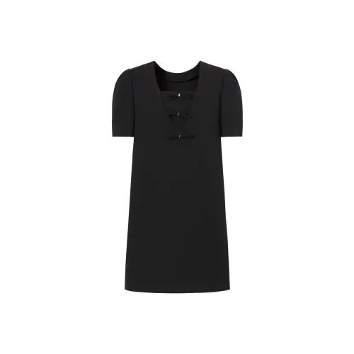 JZ Juzui Короткий рукав Платье Женское Простой черный