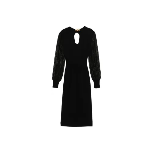 TWINSET Milano FW24 Длинное платье с длинным рукавом женское черное