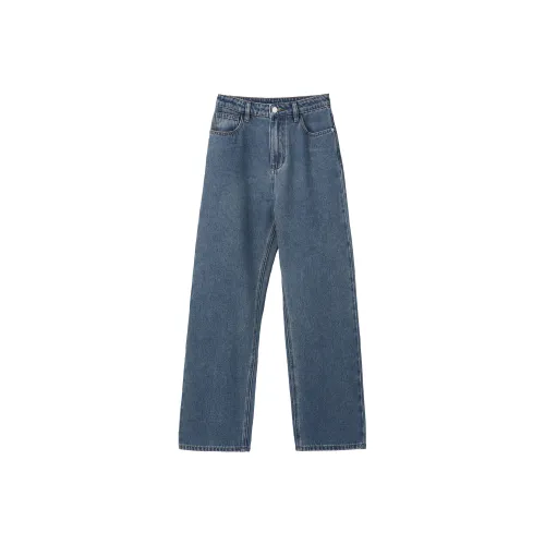 Fstudio Весенний Корейский стиль Маленький Коммутирование HIGH RISE Утягивающие Джинсы Женские Синий