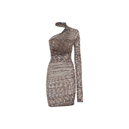 Mugler Коричневый Женские Длинные Платья с Рукавами