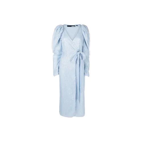 Rotate Светло-синий Женские Длинные Платья с Рукавами