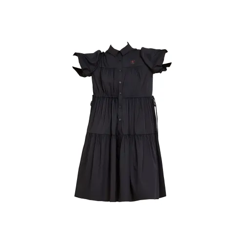 MUGUOGUOMU Black Женские Короткие Платья с Рукавами