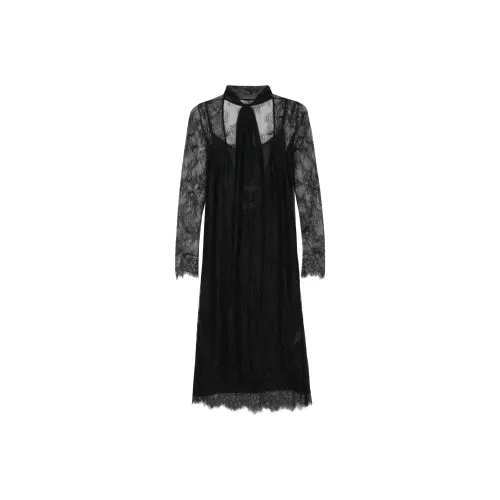 Blumarine Черное Женское Длинное Платье с Рукавами