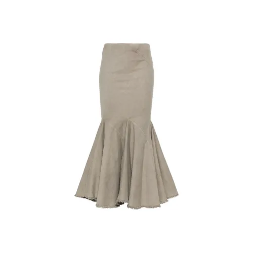 Rick Owens DRKSHDW Denim Long Skirt Women Pearl Beige