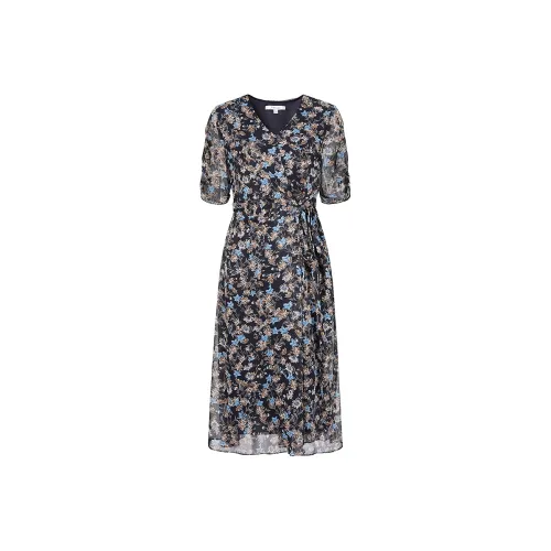 JZ. ANNAKRO Короткий рукав Платье Женское Цветочное Темно-синий