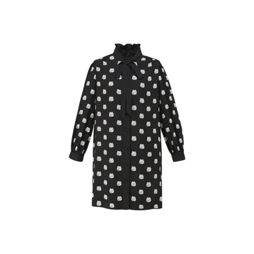 Kate Spade Длинное платье с длинными рукавами женское черное