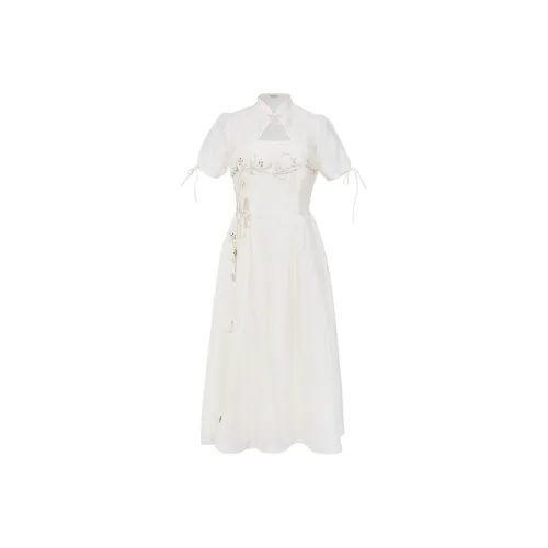 Meanalot Короткий рукав Платье Женское Абрикосовое