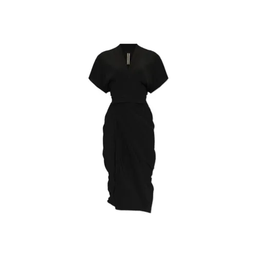 RICK OWENS Black Женские Короткие Платья с Рукавами